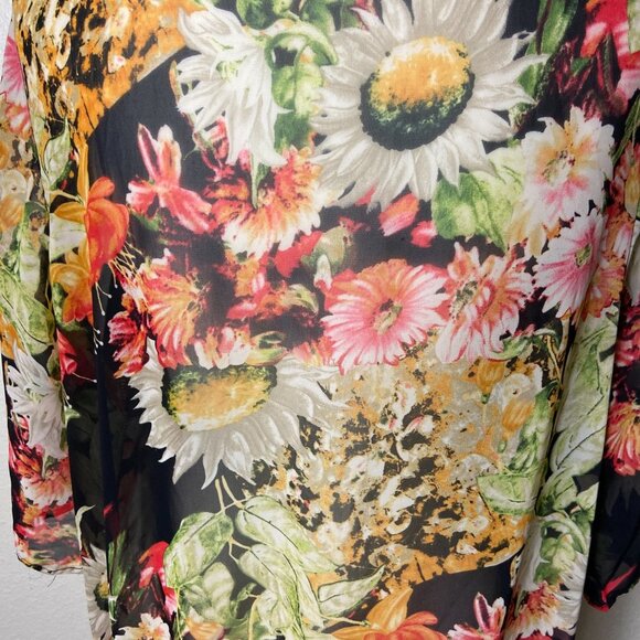 Cover Up Swim Cardigan Floral Fringe Sz M - Picture 3 of 9